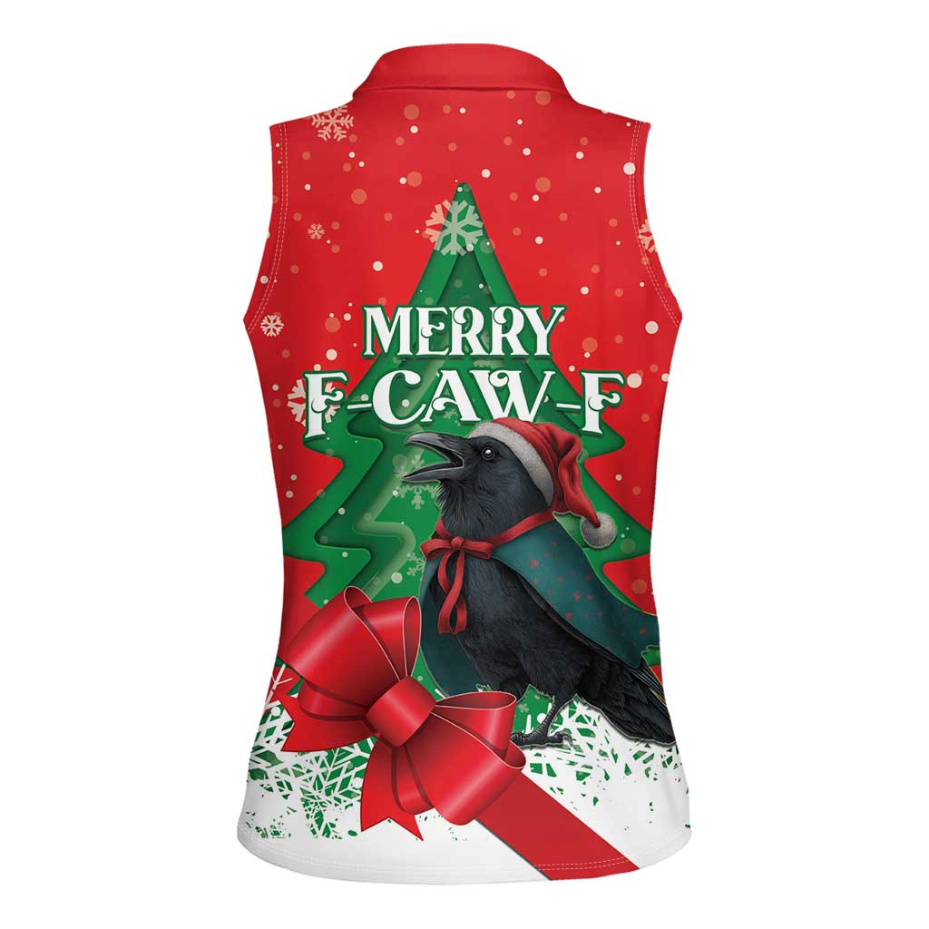 Funny Christmas Raven Women Sleeveless Polo Shirt Merry F Caw F - Wonder Print Shop