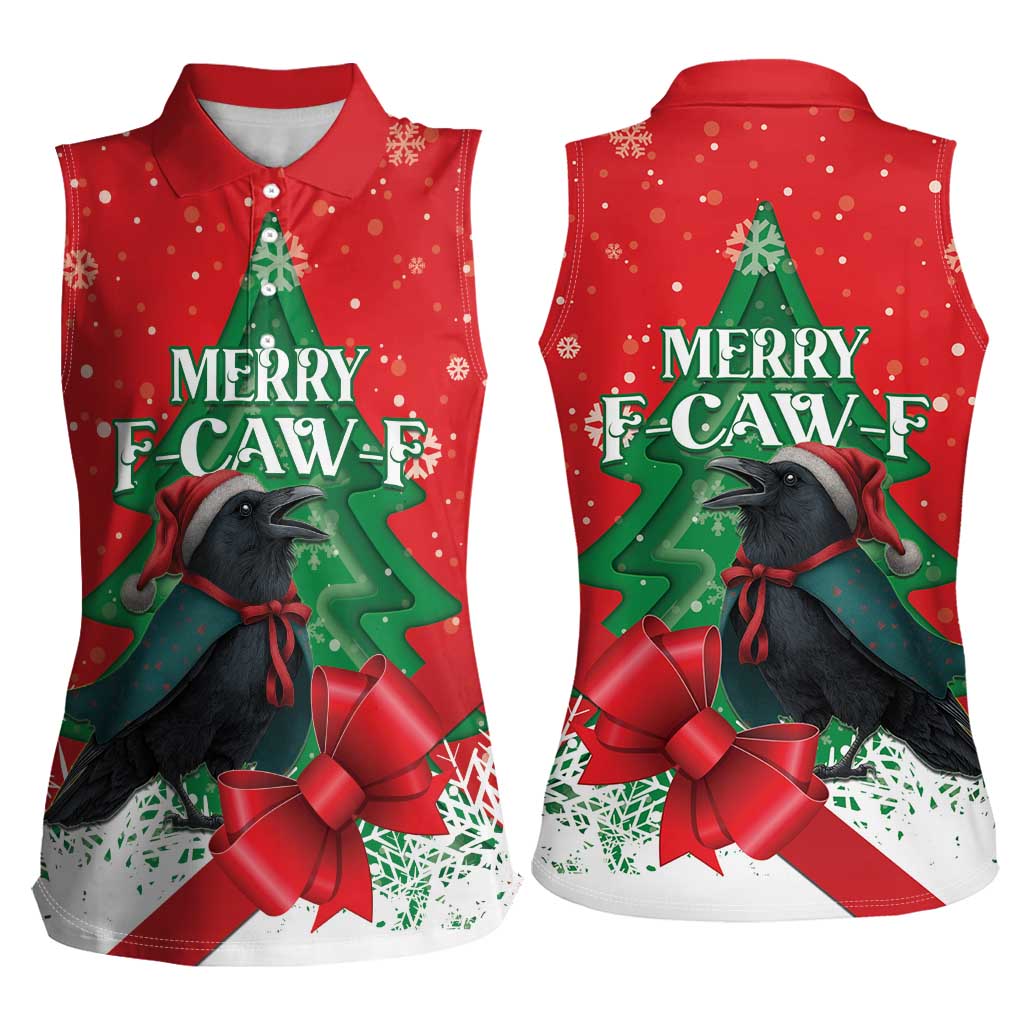 Funny Christmas Raven Women Sleeveless Polo Shirt Merry F Caw F - Wonder Print Shop