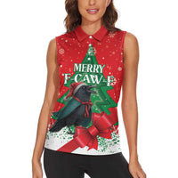 Funny Christmas Raven Women Sleeveless Polo Shirt Merry F Caw F - Wonder Print Shop