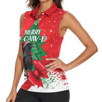 Funny Christmas Raven Women Sleeveless Polo Shirt Merry F Caw F - Wonder Print Shop