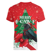 Funny Christmas Raven Women V-Neck T-Shirt Merry F Caw F - Wonder Print Shop