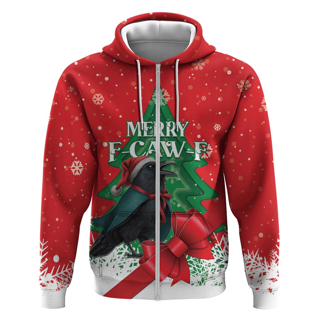Funny Christmas Raven Zip Hoodie Merry F Caw F - Wonder Print Shop