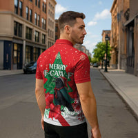 Funny Christmas Raven Zipper Polo Shirt Merry F Caw F - Wonder Print Shop