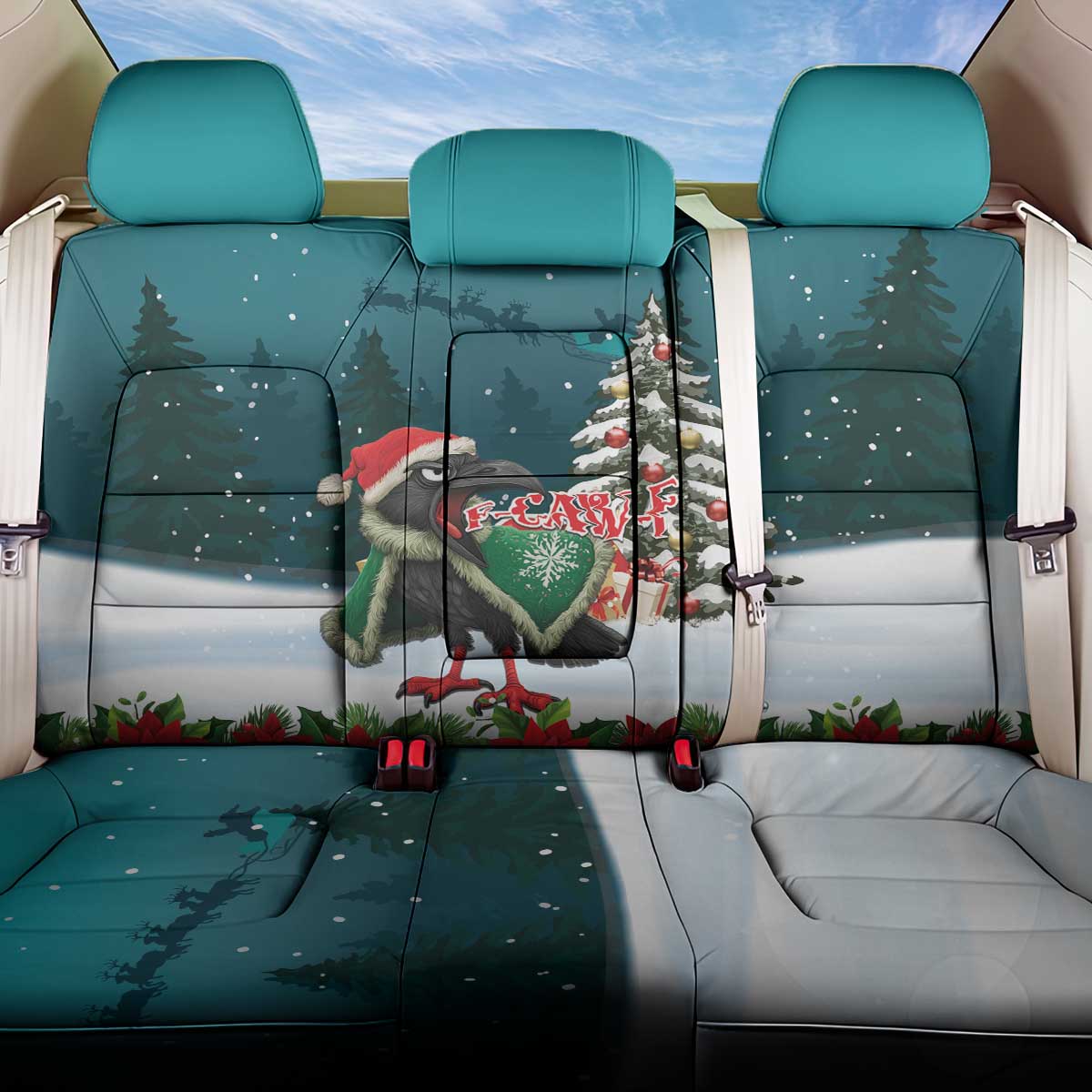 F Caw F Raven Santa Back Car Seat Cover Funny Christmas - Wonder Print Shop