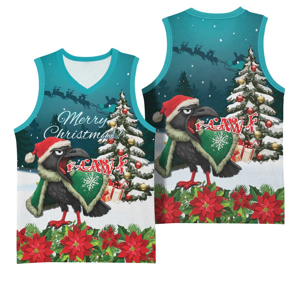 F Caw F Raven Santa Basketball Jersey Funny Christmas - Wonder Print Shop
