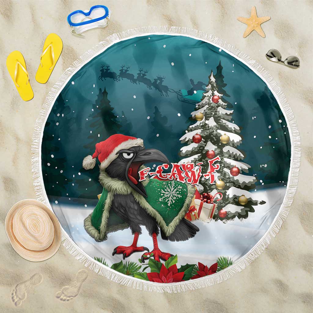 F Caw F Raven Santa Beach Blanket Funny Christmas - Wonder Print Shop