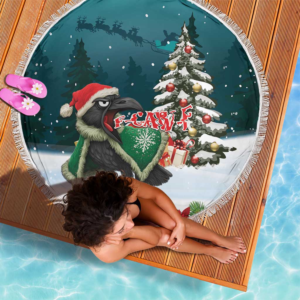 F Caw F Raven Santa Beach Blanket Funny Christmas - Wonder Print Shop