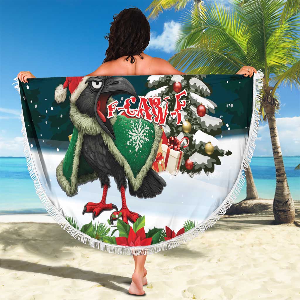 F Caw F Raven Santa Beach Blanket Funny Christmas - Wonder Print Shop