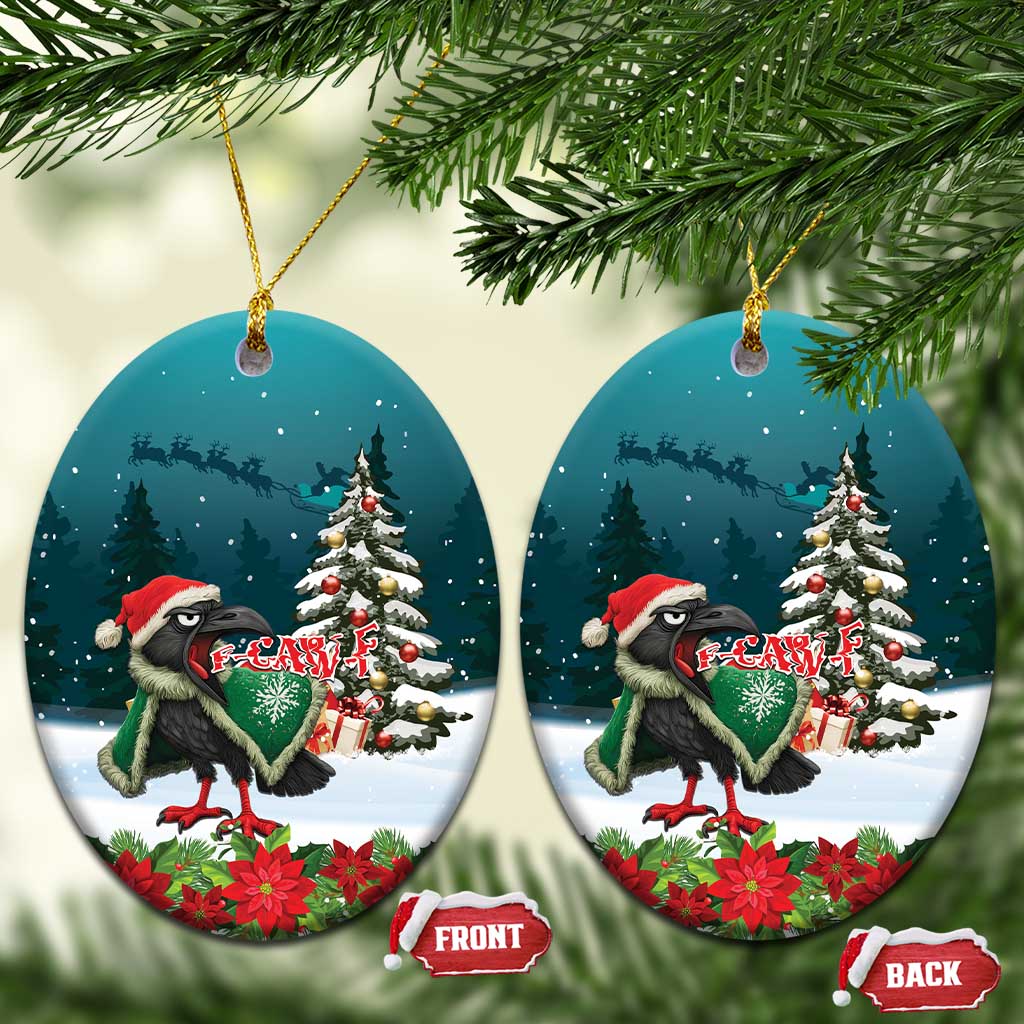 F Caw F Raven Santa Ceramic Ornament Funny Christmas - Wonder Print Shop