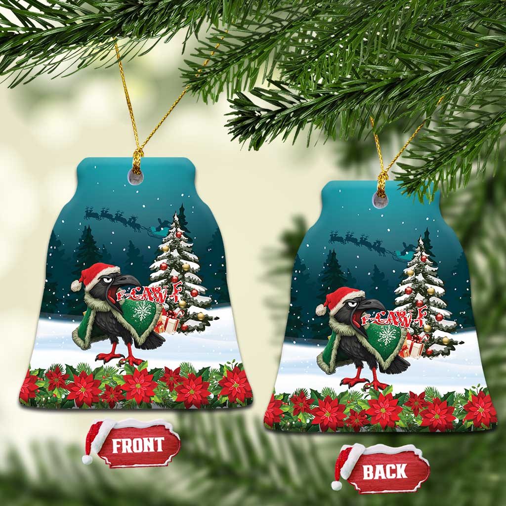 F Caw F Raven Santa Ceramic Ornament Funny Christmas - Wonder Print Shop