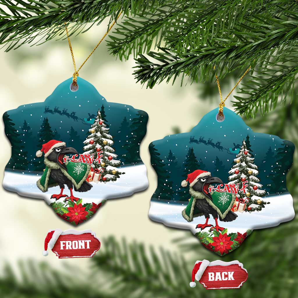 F Caw F Raven Santa Ceramic Ornament Funny Christmas - Wonder Print Shop
