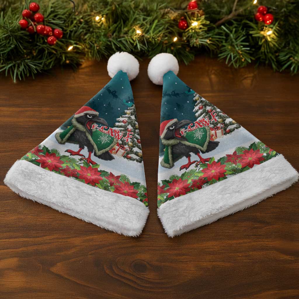 F Caw F Raven Santa Christmas Santa Hat Funny Christmas - Wonder Print Shop