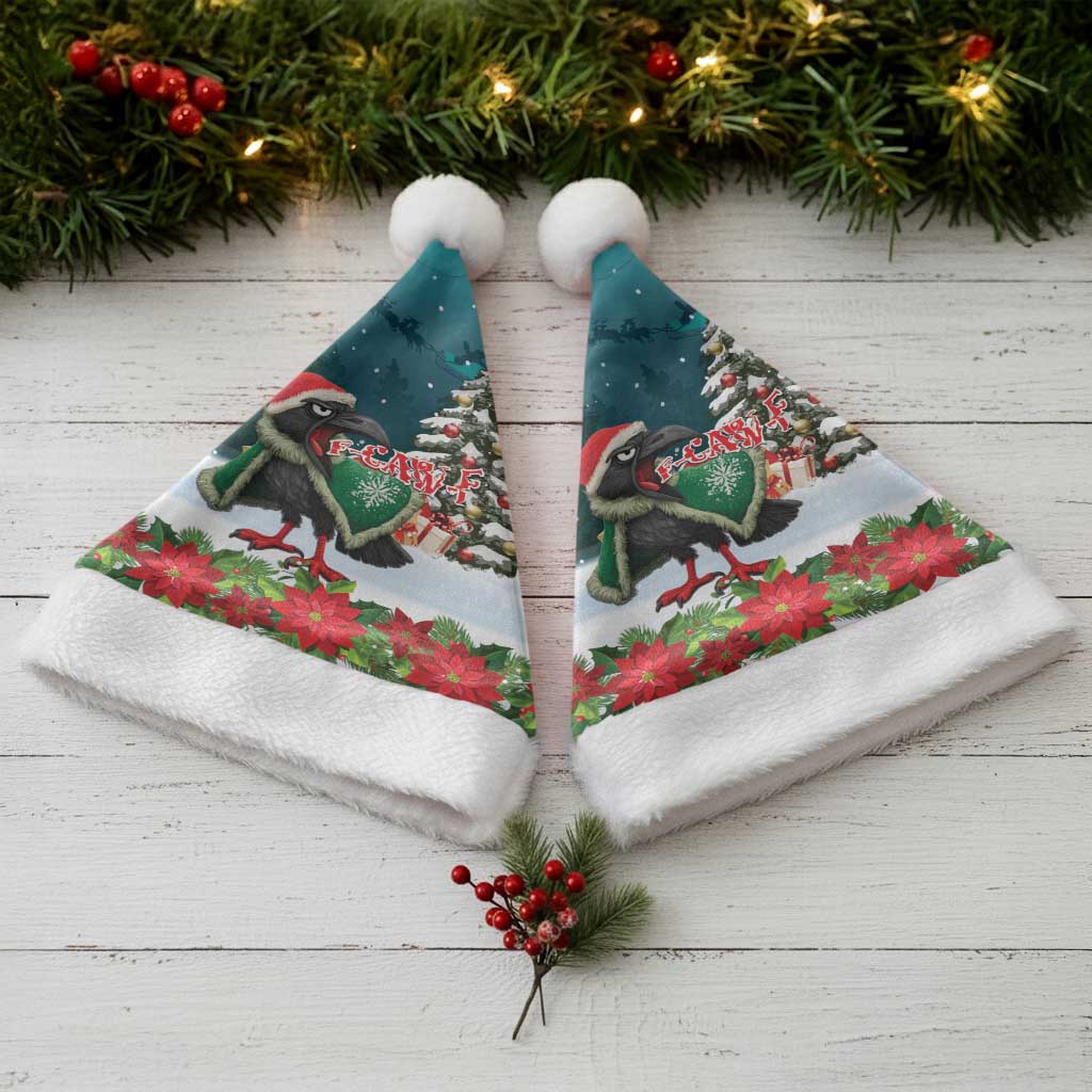 F Caw F Raven Santa Christmas Santa Hat Funny Christmas - Wonder Print Shop