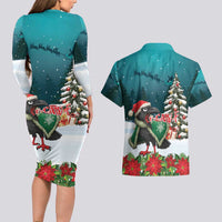 F Caw F Raven Santa Couples Matching Long Sleeve Bodycon Dress and Hawaiian Shirt Funny Christmas - Wonder Print Shop