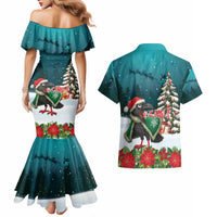 F Caw F Raven Santa Couples Matching Mermaid Dress and Hawaiian Shirt Funny Christmas - Wonder Print Shop