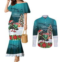 F Caw F Raven Santa Couples Matching Mermaid Dress and Long Sleeve Button Shirt Funny Christmas - Wonder Print Shop