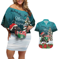 F Caw F Raven Santa Couples Matching Off Shoulder Short Dress and Hawaiian Shirt Funny Christmas - Wonder Print Shop