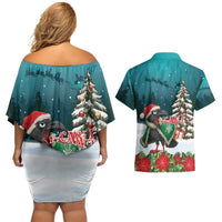 F Caw F Raven Santa Couples Matching Off Shoulder Short Dress and Hawaiian Shirt Funny Christmas - Wonder Print Shop