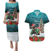 F Caw F Raven Santa Couples Matching Puletasi and Hawaiian Shirt Funny Christmas - Wonder Print Shop