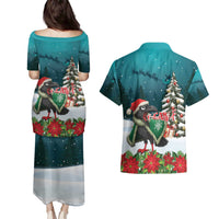 F Caw F Raven Santa Couples Matching Puletasi and Hawaiian Shirt Funny Christmas - Wonder Print Shop