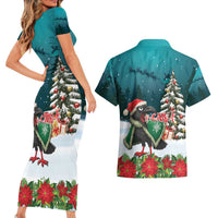 F Caw F Raven Santa Couples Matching Short Sleeve Bodycon Dress and Hawaiian Shirt Funny Christmas - Wonder Print Shop
