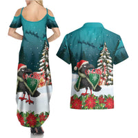 F Caw F Raven Santa Couples Matching Summer Maxi Dress and Hawaiian Shirt Funny Christmas - Wonder Print Shop