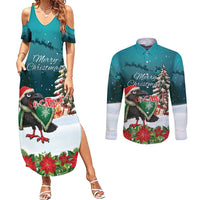F Caw F Raven Santa Couples Matching Summer Maxi Dress and Long Sleeve Button Shirt Funny Christmas - Wonder Print Shop