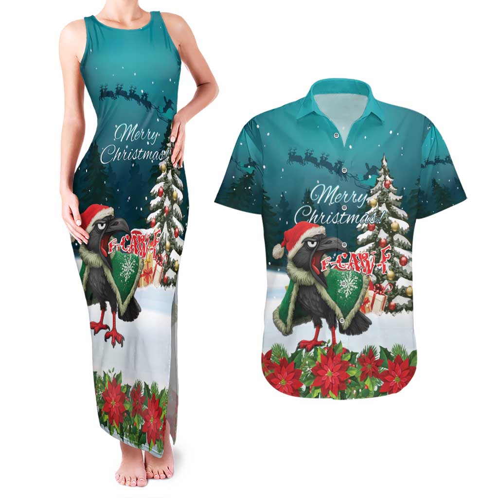 F Caw F Raven Santa Couples Matching Tank Maxi Dress and Hawaiian Shirt Funny Christmas - Wonder Print Shop