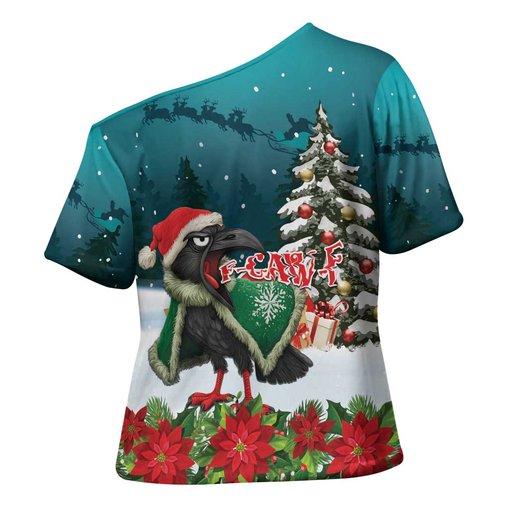 F Caw F Raven Santa Cross Shoulder Shirt Funny Christmas - Wonder Print Shop