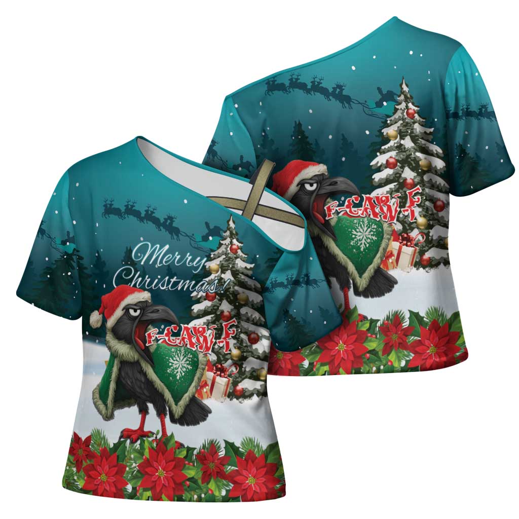 F Caw F Raven Santa Cross Shoulder Shirt Funny Christmas - Wonder Print Shop