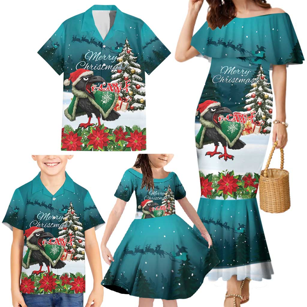 F Caw F Raven Santa Family Matching Mermaid Dress and Hawaiian Shirt Funny Christmas - Wonder Print Shop