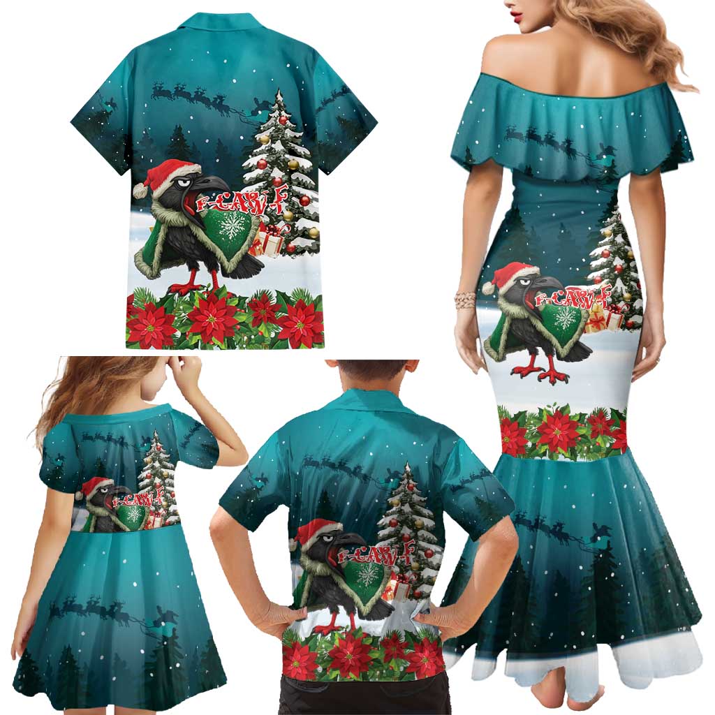 F Caw F Raven Santa Family Matching Mermaid Dress and Hawaiian Shirt Funny Christmas - Wonder Print Shop