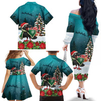 F Caw F Raven Santa Family Matching Off The Shoulder Long Sleeve Dress and Hawaiian Shirt Funny Christmas - Wonder Print Shop