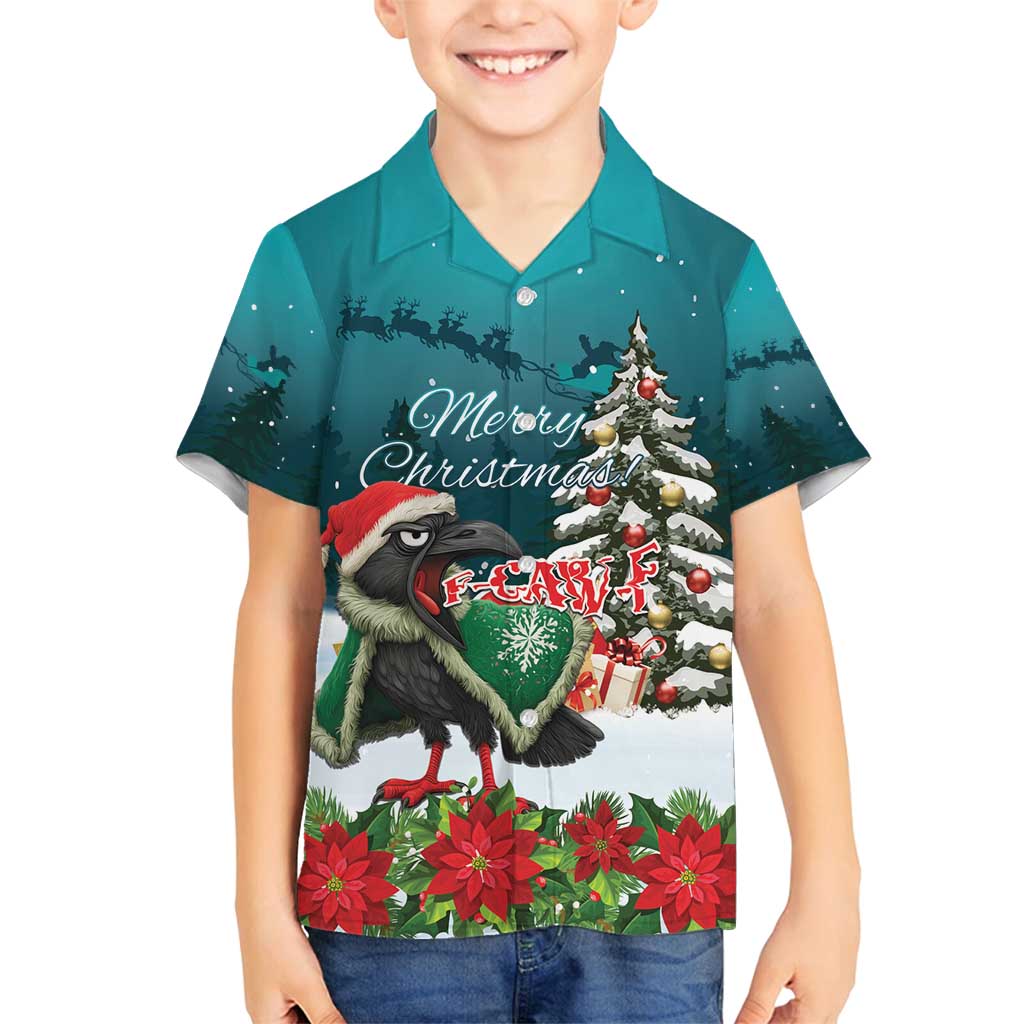 F Caw F Raven Santa Family Matching Off Shoulder Maxi Dress and Hawaiian Shirt Funny Christmas - Wonder Print Shop