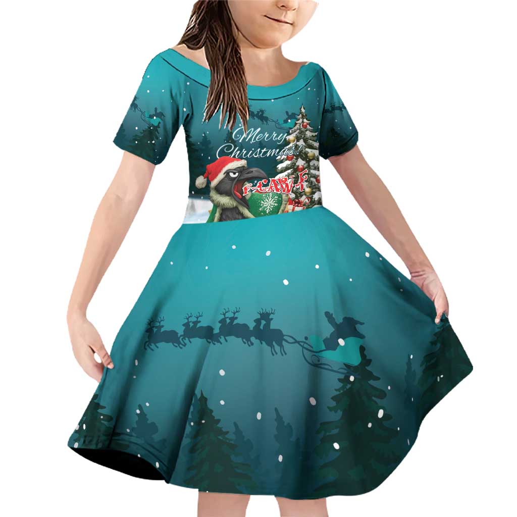 F Caw F Raven Santa Family Matching Off Shoulder Short Dress and Hawaiian Shirt Funny Christmas - Wonder Print Shop