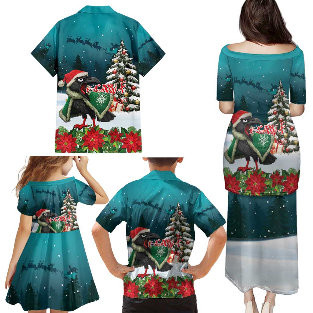 F Caw F Raven Santa Family Matching Puletasi and Hawaiian Shirt Funny Christmas - Wonder Print Shop