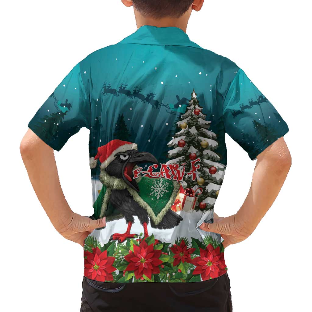 F Caw F Raven Santa Family Matching Short Sleeve Bodycon Dress and Hawaiian Shirt Funny Christmas - Wonder Print Shop