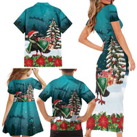F Caw F Raven Santa Family Matching Short Sleeve Bodycon Dress and Hawaiian Shirt Funny Christmas - Wonder Print Shop