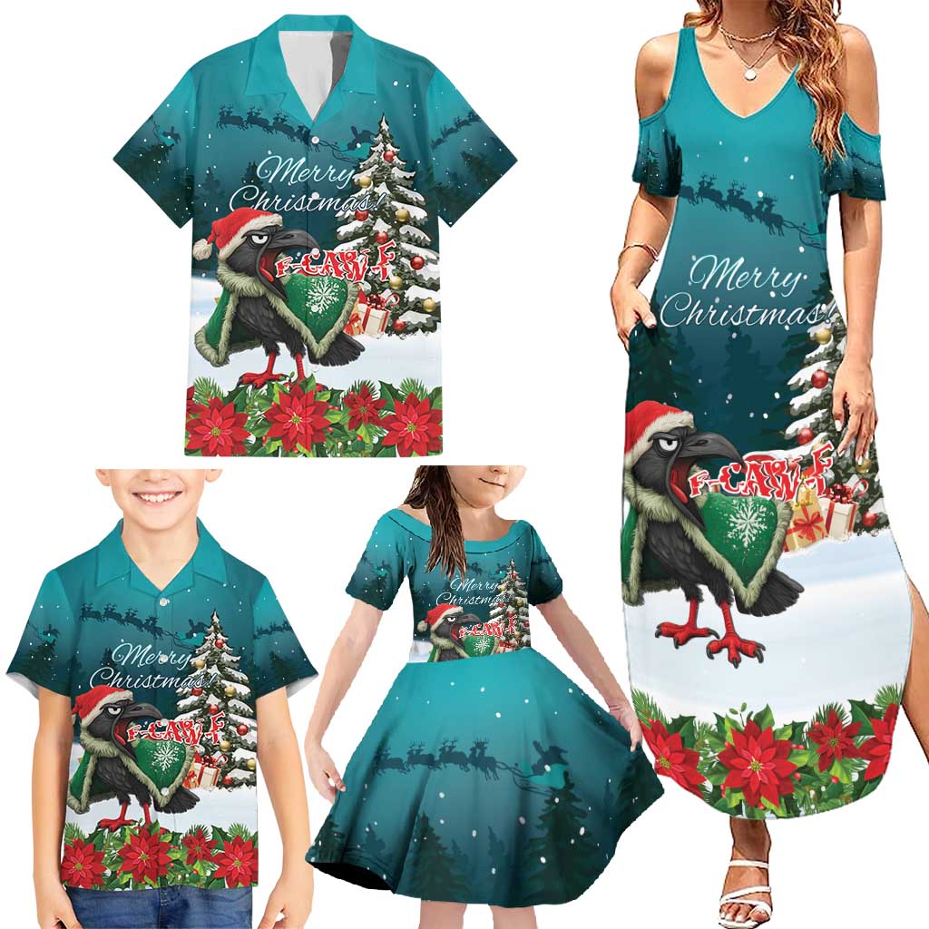 F Caw F Raven Santa Family Matching Summer Maxi Dress and Hawaiian Shirt Funny Christmas - Wonder Print Shop