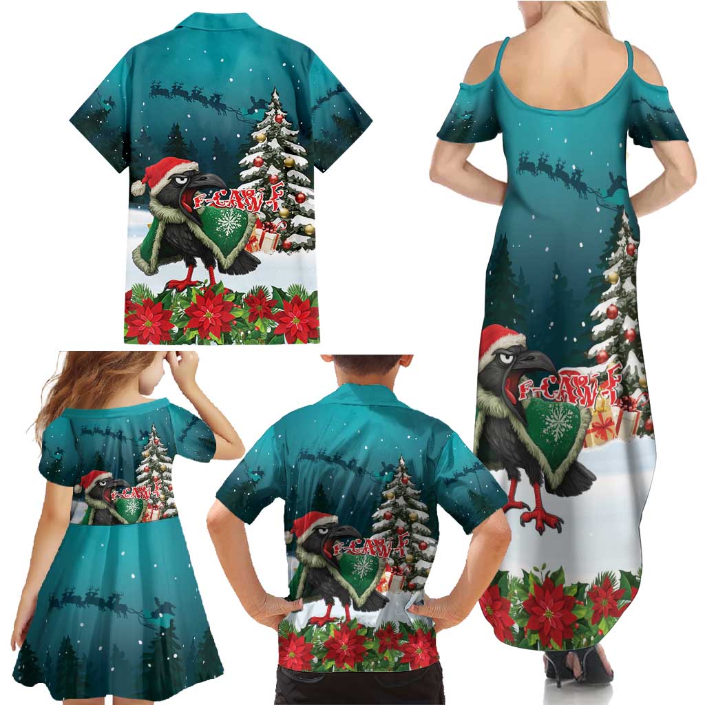 F Caw F Raven Santa Family Matching Summer Maxi Dress and Hawaiian Shirt Funny Christmas - Wonder Print Shop