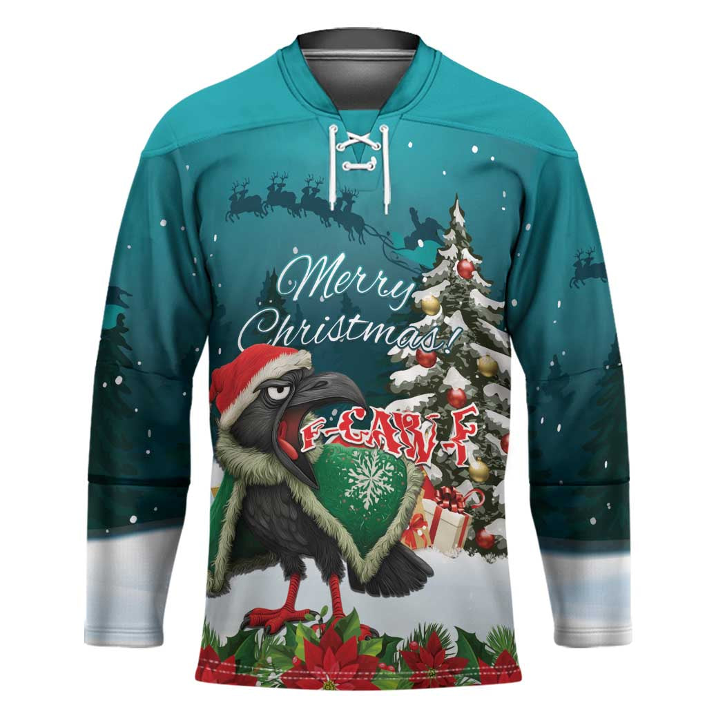 F Caw F Raven Santa Hockey Jersey Funny Christmas - Wonder Print Shop