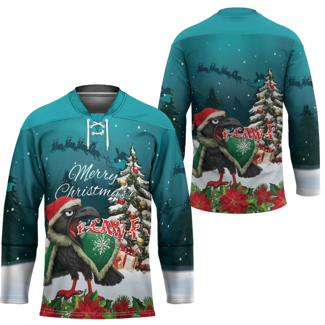 F Caw F Raven Santa Hockey Jersey Funny Christmas - Wonder Print Shop