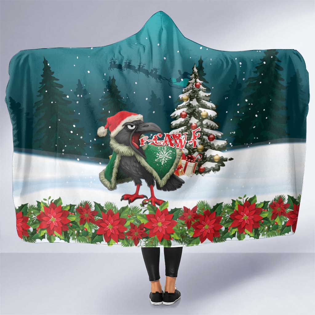 F Caw F Raven Santa Hooded Blanket Funny Christmas - Wonder Print Shop