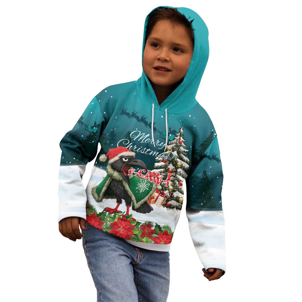 F Caw F Raven Santa Kid Hoodie Funny Christmas - Wonder Print Shop