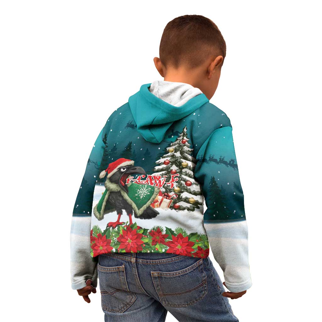 F Caw F Raven Santa Kid Hoodie Funny Christmas - Wonder Print Shop