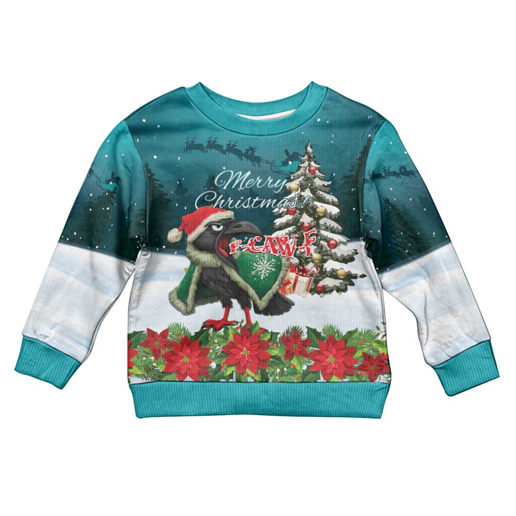 F Caw F Raven Santa Kid Ugly Christmas Sweater Funny Christmas - Wonder Print Shop