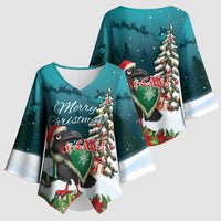 F Caw F Raven Santa Kimono Sleeve Blouse Funny Christmas - Wonder Print Shop