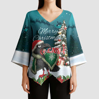 F Caw F Raven Santa Kimono Sleeve Blouse Funny Christmas - Wonder Print Shop