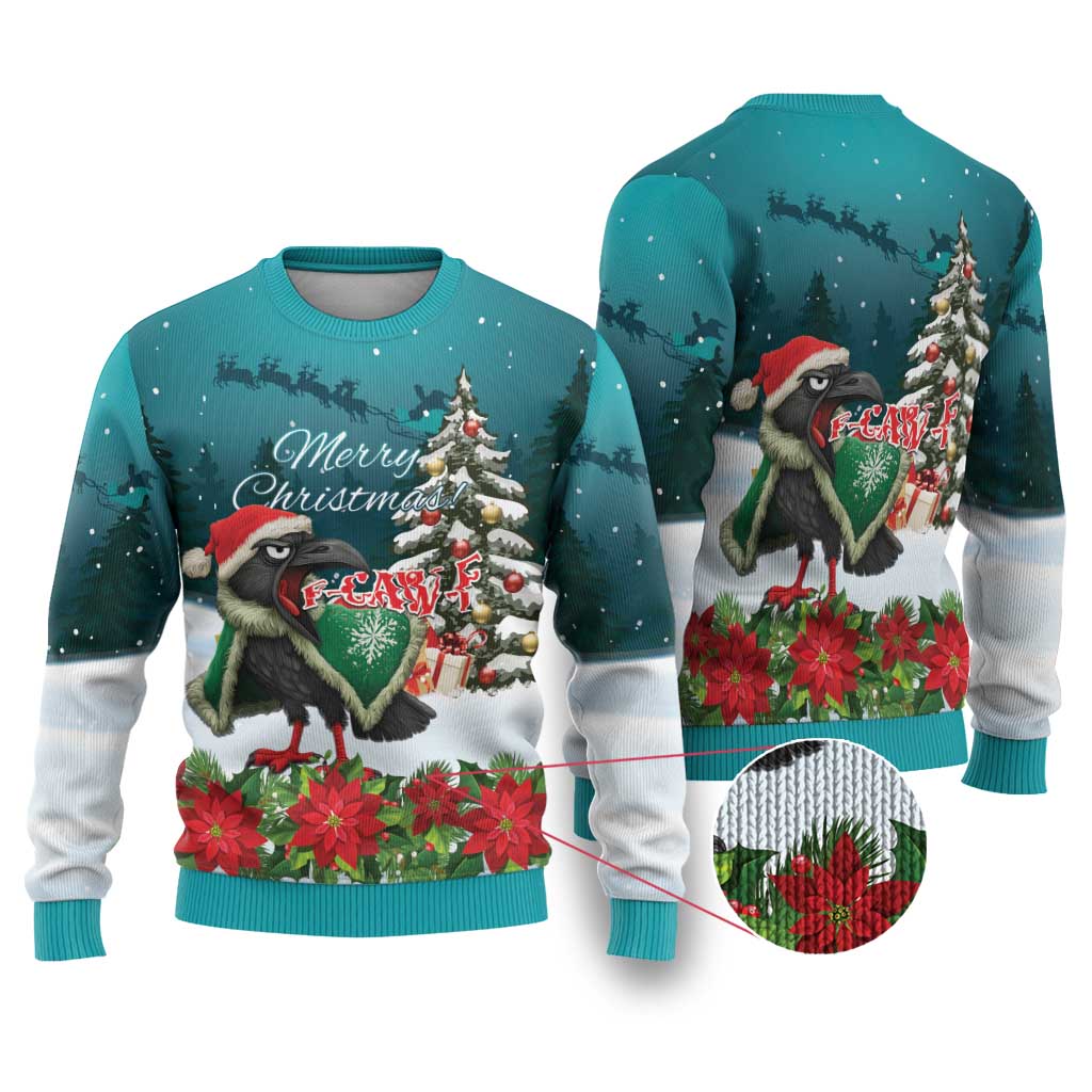 F Caw F Raven Santa Ugly Christmas Sweater Funny Christmas - Wonder Print Shop