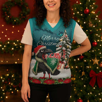 F Caw F Raven Santa Christmas Knitted V-Neck Vest Funny Christmas - Wonder Print Shop